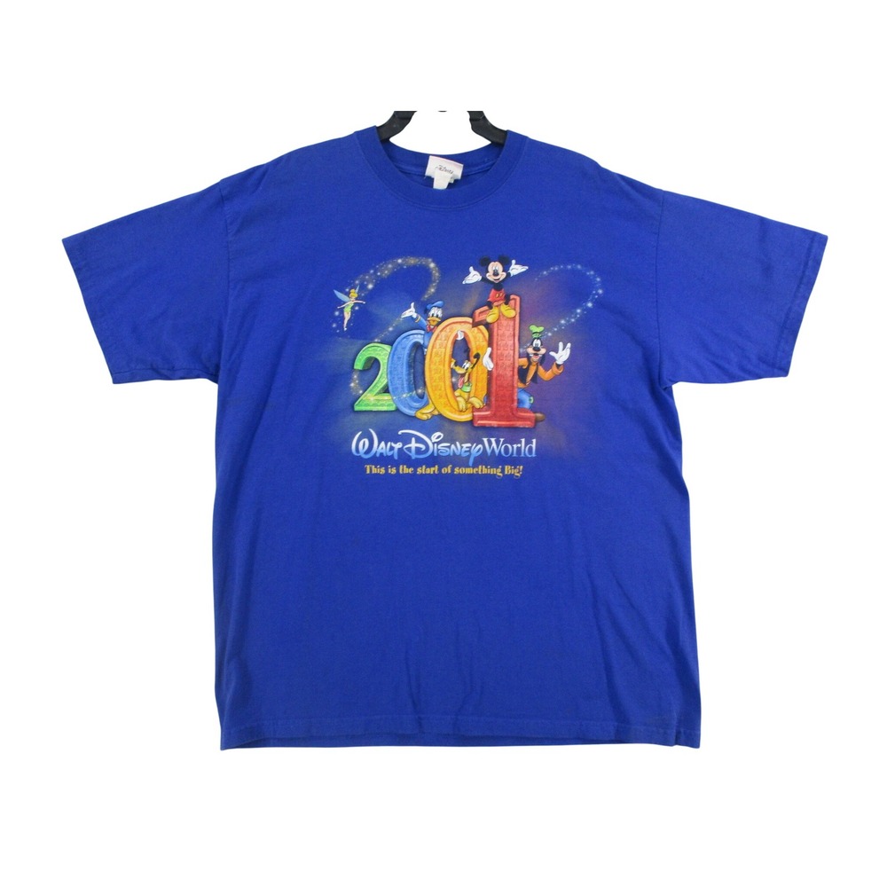 Walt Disney World 2001 Mickey Mouse Characters Blue Graphic T-Shirt L